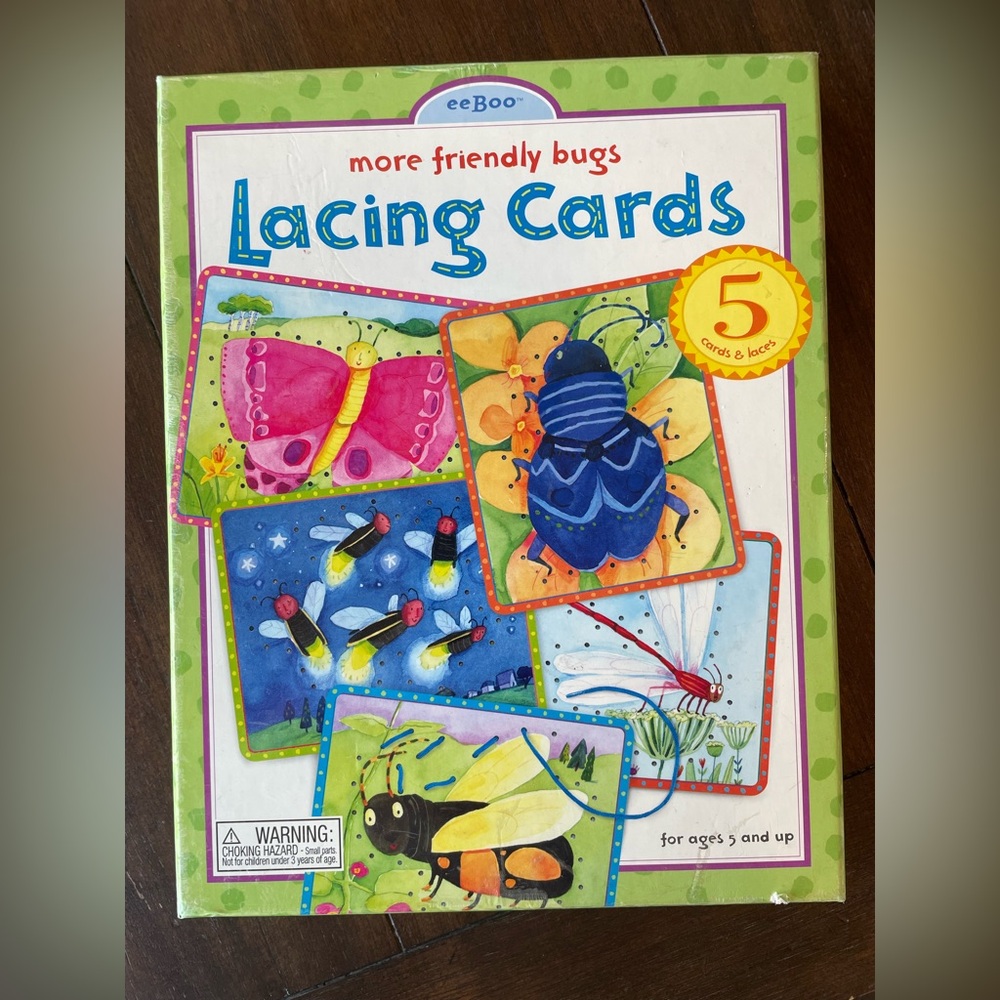 eeBoo more friendly bugs Lacing Cards 8 cards & laces for ages 3 and up